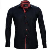 Navy Blue Red Mens Slim Fit Designer Dress Shirt - tailored Cotton Shirts for Work and Casual Wear - Amedeo Exclusive